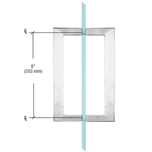 CRL Satin Chrome 8" x 8" SQ Series Square Tubing Back-to-Back Pull Handles