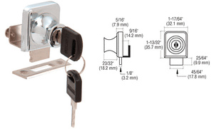 CRL Chrome Lock for 3/8" Glass Door - Randomly Keyed