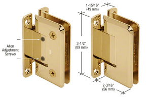 CRL Polished Brass Pinnacle 337 Series Adjustable Wall Mount 'H' Back Plate Hinge