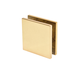 CRL Polished Brass Square Style Hole-in-Glass Fixed Panel U-Clamp