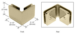 CRL Brushed Bronze Beveled Style 90º Glass-to-Glass Clamp
