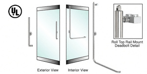CRL-Blumcraft® Brushed Stainless Left Hand Reverse Roll Top Rail Mount Cylinder/Cylinder 'H' Exterior Top Securing Deadbolt Handle