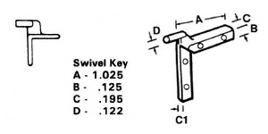 CRL Nylon Swivel Key - 1.025" Leg; .195" Width - 20/Pk