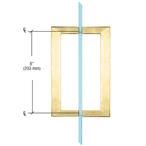 CRL Satin Brass 8" x 8" SQ Series Square Tubing Back-to-Back Pull Handles