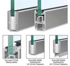 CRL Satin Anodized 2-5/16" x 240" Length Low Profile Sidelite Rail With Saddle