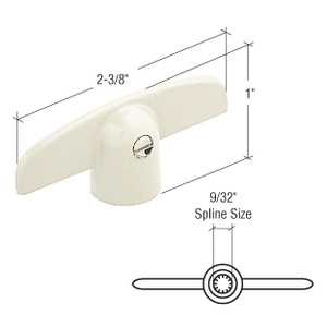 CRL White T-Crank Window Handle for Peachtree with 9/32" Spline
