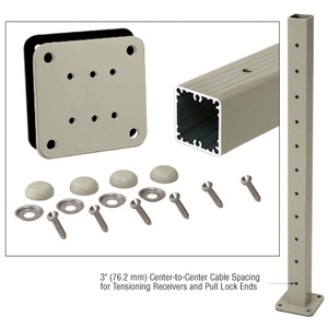 CRL Beige Gray 42" Tall Cable Receiver Post Kit Prepped for Button Terminal End