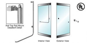 CRL-Blumcraft® Polished Stainless Right Hand Reverse Roll Top Rail Mount Cylinder/Thumbturn "Z" Exterior Top Securing Deadbolt Handle