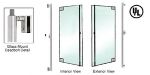 CRL-Blumcraft® Brushed Stainless Right Hand Reverse Glass Mount 'F' Exterior Top and Bottom Secured Deadbolt Handle