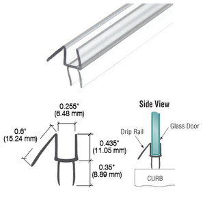 CRL Clear Co-Extruded Bottom Wipe with Drip Rail for 1/4" Glass