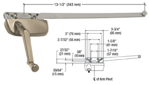 CRL Coppertone Left Hand Ellipse Style Casement Operator with 13-1/2" Single Arm