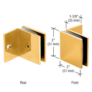 CRL Gold Plated Fixed Panel Square Clamp With Small Leg