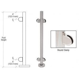 CRL Brushed Stainless 36" Steel Round Glass Clamp 135 Degree Center Post Railing Kit