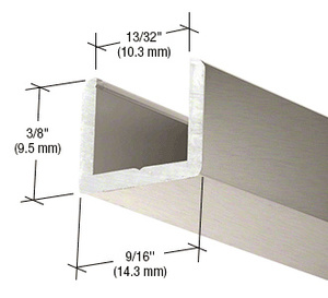 CRL Brushed Nickel Frameless Shower Door Aluminum Regular U-Channel for 3/8" Thick Glass