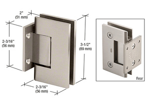 CRL Brushed Nickel Geneva 074 Series Wall Mount Short Back Plate Hinge