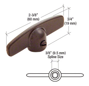 CRL Star Brown T-Crank Window Operator Handle with 3/8" Spline Size for Andersen