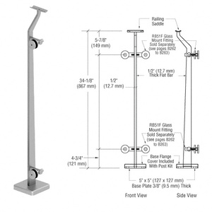 CRL Polished Stainless Left End P5 Series Post Railing Kit