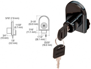 CRL Black Cabinet Lock for Hinged Glass Door - Randomly Keyed