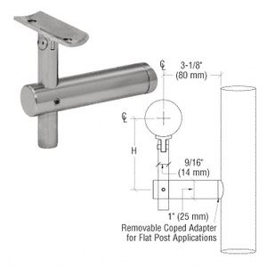 CRL 316 Brushed Stainless Sunset Series Post Mounted Hand Rail Bracket