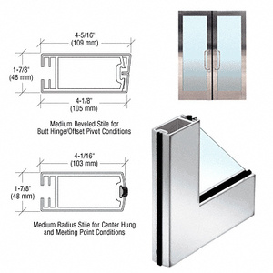 CRL 4" Polished Stainless Medium Stile Clad Full Framed Door