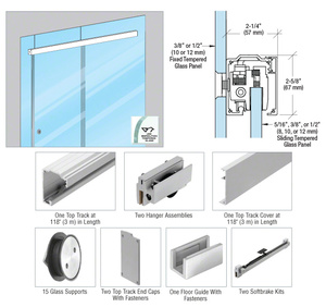 CRL285 Series Brushed Satin Anodized Glass Mount Single Slider Kit for 5/16" to 3/8" - 118"