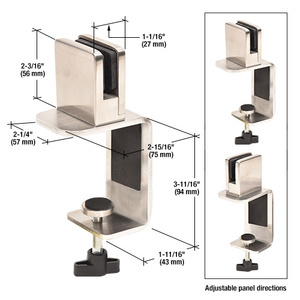 CRL Brushed Stainless Square 3" C-Clamp for 3/8" Acrylic or Glass