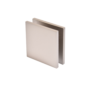 CRL Satin Nickel Square Style Hole-in-Glass Fixed Panel U-Clamp