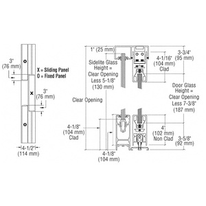 CRL Satin Anodized OXO SSR 4" Square Sliding Door System