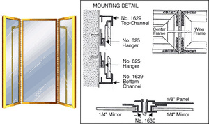 CRL Brite Gold Anodized Custom Size Triple Mirror Frame