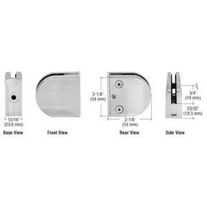 CRL Brushed Stainless Z-Series Round Type Flat Base Stainless Steel Clamp for 1/4" and 5/16" Glass