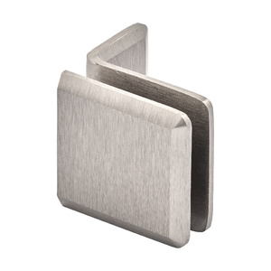 Brushed Nickel Wall Mount Premier Series Glass Clip with Mounting Leg