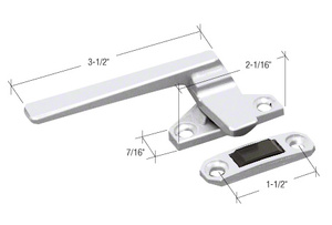 CRL Aluminum Left Hand Casement Window Locking Handle with 1-1/2" Screw Holes