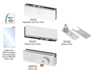 CRL Satin Anodized North American Patch Door Kit for Use with Overhead Door Closer - With Lock