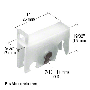 CRL 7/16" Steel Sliding Window Roller for Alenco Windows