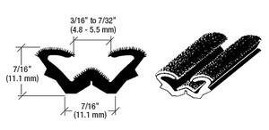 CRL 96" Flexible Flocked Rubber Glass Run Channel for Universal for Buses and RV Windows