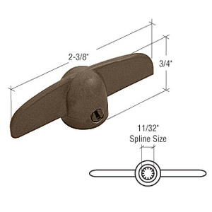 CRL Bronze T-Crank Window Handle With 11/32" Spline Size for Truth