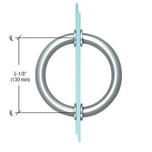 CRL Polished Chrome 5-1/8" Tubular Back-to-Back Circular Style Brass Shower Door 3/4" Diameter Pull Handles