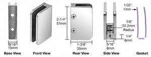 CRL Polished Stainless 1/4" Top Radius Base Glass Clip