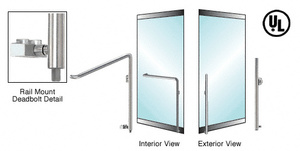 CRL-Blumcraft® Brushed Stainless Right Hand Reverse Rail Mount Keyed Access 'KS' Exterior Bottom Securing Deadbolt Handle