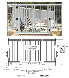 CRL Silver Metallic 36" 350 Series Aluminum Railing System Gate With Picket for 1/4" to 3/8" Glass