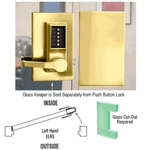 CRL Polished Brass 6" x 10" LH Center Push Button Lock with Housing