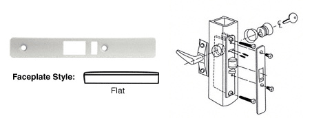 CRL Aluminum Flat Faceplate for DL2140 Deadlatch Locks
