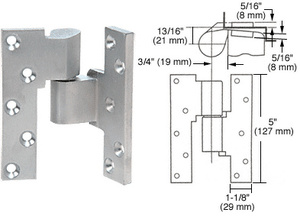 Rixson® Satin Chrome Right Hand 3/4" Offset Intermediate Pivot