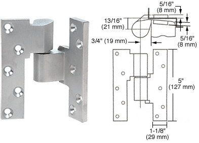 Rixson® Satin Chrome Right Hand 3/4" Offset Intermediate Pivot
