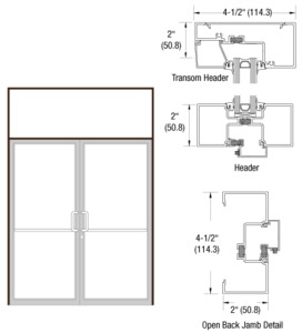 CRL-U.S. Aluminum Dark Bronze/Black Anodized Class 1 Thermally Improved Transom Frame for a Pair of Doors Prepped for Offset Pivots for Surface Mount Door Closer