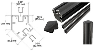 CRL Matte Black AWS 48" Long 2" x 2-3/8" Rectangular 135 Degree Post Kit