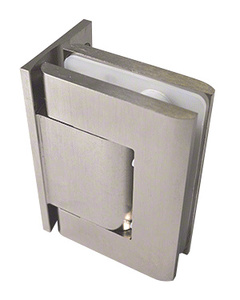 CRL Brushed Satin Nickel Biloba Offset Back Plate Wall-to-Glass Hinge - Hold Open