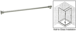 CRL Polished Nickel Frameless Shower Door Fixed Panel Wall-To-Glass Support Bar for 3/8" to 1/2" Thick Glass