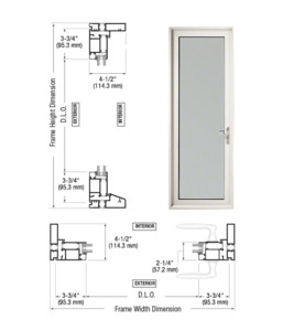 Custom Series 900 White KYNAR® Paint Hinged Right Swing Out Terrace Single Door with 3-3/4" Bottom Rail and Standard Threshold