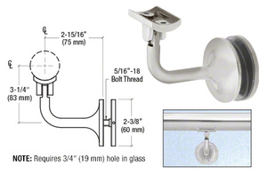 CRL Brushed Stainless La Jolla Series Glass Mounted Hand Rail Bracket